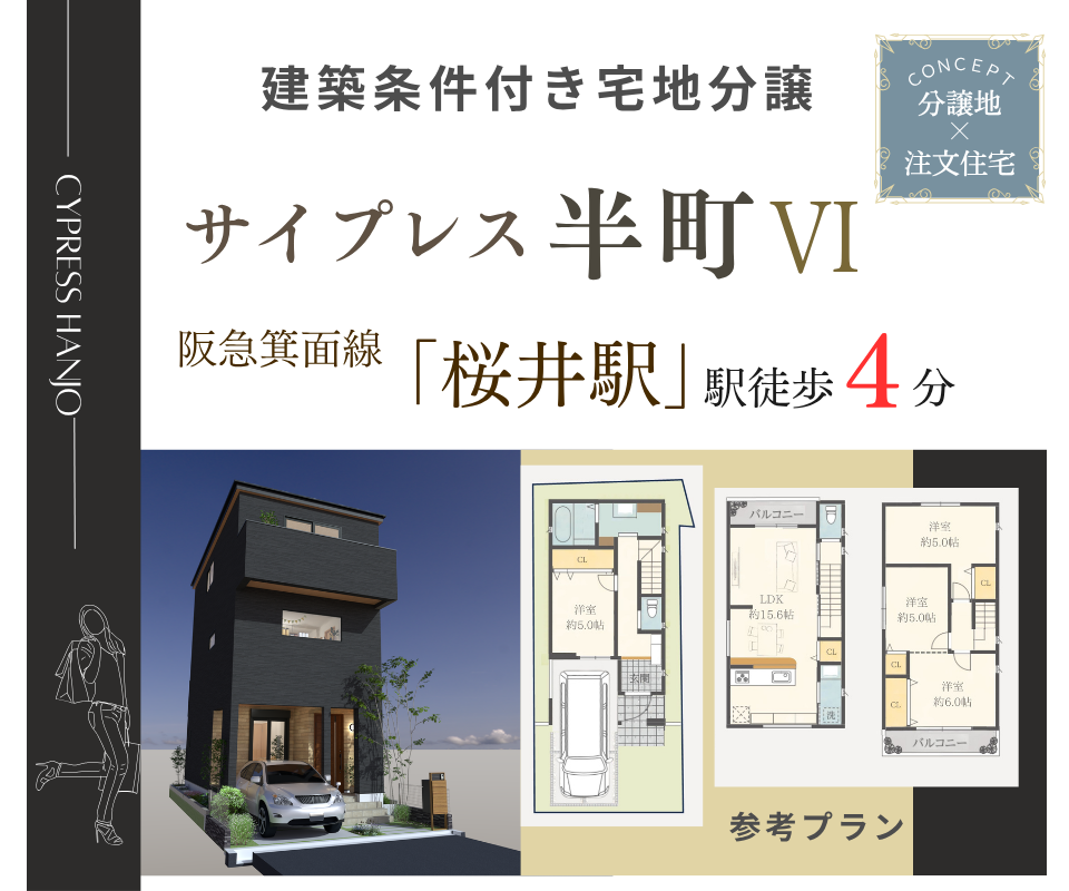 【桜井駅徒歩4分】箕面市半町3丁目　生活利便性の高いエリアで注文住宅を